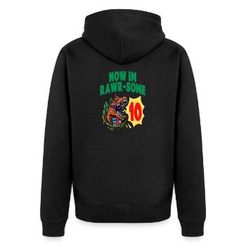 Now Im Rawr-Some 10 TRex Dinosaur Birthday - Unisex Premium Organic Zip Hoodie - black - Back - Nico (187cm)