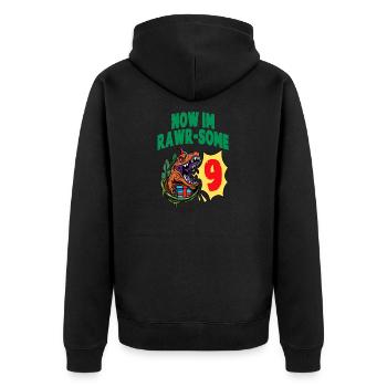 Now Im Rawr-Some 9 TRex Dinosaur Birthday - Unisex Premium Organic Zip Hoodie - black - Back - Nico (187cm)