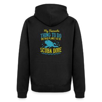 My favourite thing to do on this planet is to - Unisex Premium Organic Zip Hoodie - black - Back - Nico (187cm)