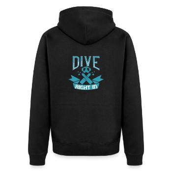 dive right in - Unisex Premium Organic Zip Hoodie - black - Back - Nico (187cm)