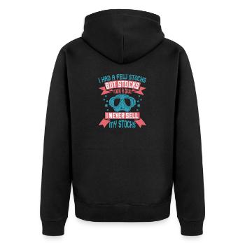 I had a few stocks, but stocks took a dive. I - Unisex Premium Organic Zip Hoodie - black - Back - Nico (187cm)