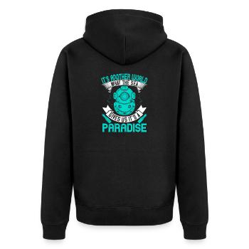 It's another world, what the sea gives us. It's a - Unisex Premium Organic Zip Hoodie - black - Back - Nico (187cm)