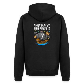 Ahoy Matey This Pirate Is 7th Pirate Birthday - Unisex Premium Organic Zip Hoodie - black - Back - Nico (187cm)