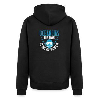 Ocean has his own secrets inside it - Unisex Premium Organic Zip Hoodie - black - Back - Nico (187cm)