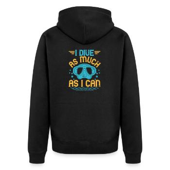 I dive as much as I can - Unisex Premium Organic Zip Hoodie - black - Back - Nico (187cm)