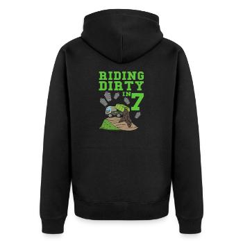 Garbage Truck Birthday Kids Boy 7th Birthday Party - Unisex Premium Organic Zip Hoodie - black - Back - Nico (187cm)