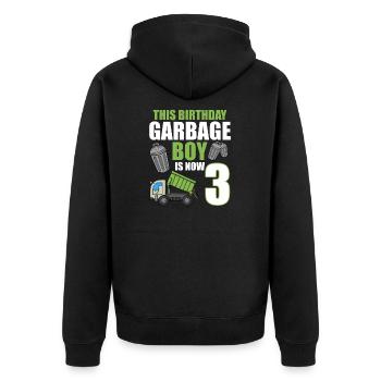 Garbage Truck Birthday Kids Boy 3rd Birthday Party - Unisex Premium Organic Zip Hoodie - black - Back - Nico (187cm)