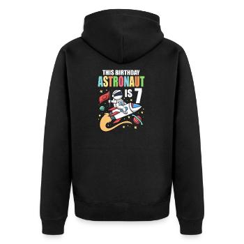 Space Birthday 7 Astronaut Planeten Raketenschiff - Unisex Premium Bio Zip Hoodie - Schwarz - Hinten - Nico (187cm)