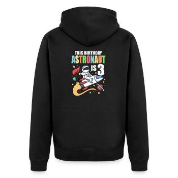 Space Birthday 3 Astronaut Planeten Raketenschiff - Unisex Premium Bio Zip Hoodie - Schwarz - Hinten - Nico (187cm)
