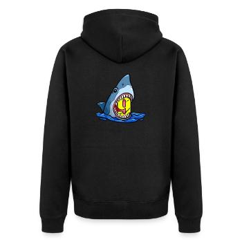 Meerestiere Geburtstag Kinder Hai 9. Geburtstag - Unisex Premium Bio Zip Hoodie - Schwarz - Hinten - Nico (187cm)
