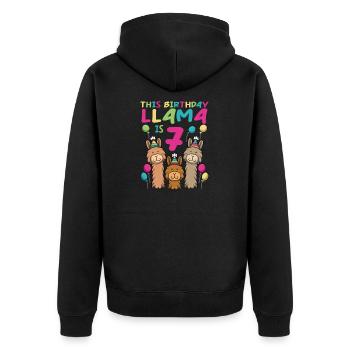 Lama Geburtstag 7. Geburtstag Party Alpaka Mädchen - Unisex Premium Bio Zip Hoodie - Schwarz - Hinten - Nico (187cm)