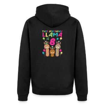 Lama Geburtstag 8. Geburtstag Party Alpaka Mädchen - Unisex Premium Bio Zip Hoodie - Schwarz - Hinten - Nico (187cm)