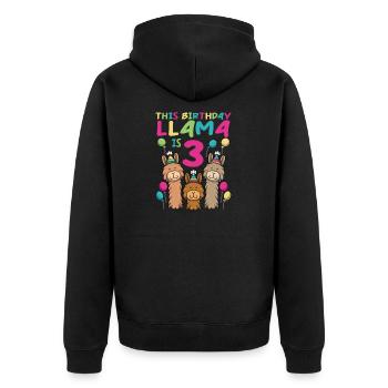 Lama Geburtstag 3. Geburtstag Party Alpaka Mädchen - Unisex Premium Bio Zip Hoodie - Schwarz - Hinten - Nico (187cm)