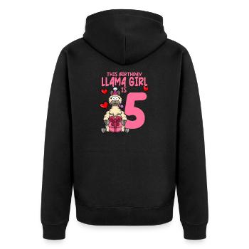 Lama Geburtstag 5. Geburtstag Party Alpaka Mädchen - Unisex Premium Bio Zip Hoodie - Schwarz - Hinten - Nico (187cm)