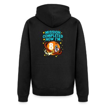 Space 8th Birthday Astronaut Planets Raketenschiff - Unisex Premium Bio Zip Hoodie - Schwarz - Hinten - Nico (187cm)