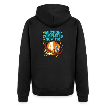 Space Birthday 4 Astronaut Planeten Raketenschiff - Unisex Premium Bio Zip Hoodie - Schwarz - Hinten - Nico (187cm)