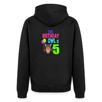 Eule Geburtstag Kinder Mädchen 5. Geburtstag Eulenliebhaber - Unisex Premium Bio Zip Hoodie - Schwarz - Hinten - Nico (187cm)