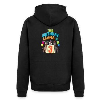 Llama Girl 3rd Birthday Party Alpaca - Unisex Premium Organic Zip Hoodie - black - Back - Nico (187cm)