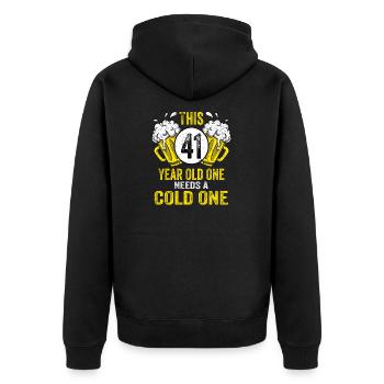 Men Beer Birthday Funny 41 Year Old Beer Lover - Unisex Premium Organic Zip Hoodie - black - Back - Nico (187cm)
