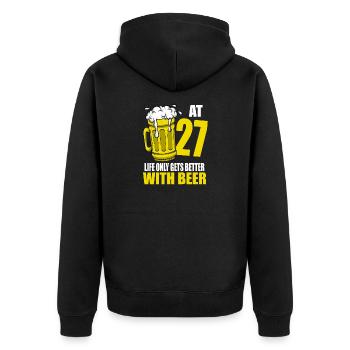 Men Beer Birthday Funny 27 Year Old Beer Lover - Unisex Premium Organic Zip Hoodie - black - Back - Nico (187cm)