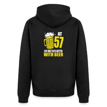 Men Beer Birthday Funny 57 Year Old Beer Lover - Unisex Premium Organic Zip Hoodie - black - Back - Nico (187cm)