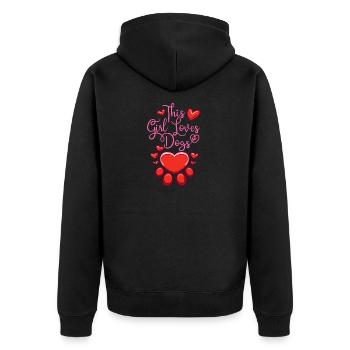 Hund für Mädchen Hundebesitzer Hund Liebhaber Valentinstag - Unisex Premium Bio Zip Hoodie - Schwarz - Hinten - Nico (187cm)