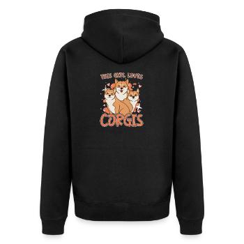 Corgi For Corgi Lovers Corgi Owner Girls - Unisex Premium Organic Zip Hoodie - black - Back - Nico (187cm)
