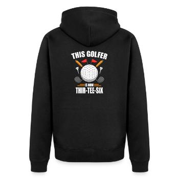Geburtstag Golfshirts für Männer 36th Year Old Golfing - Unisex Premium Bio Zip Hoodie - Schwarz - Hinten - Nico (187cm)