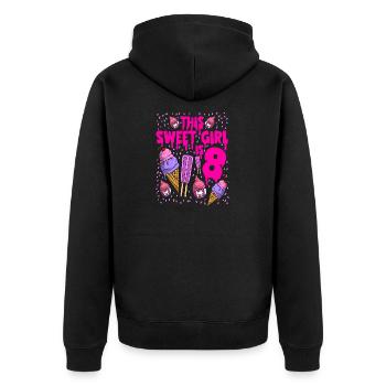 Eiscreme Geburtstag 8. Geburtstag Eisparty - Unisex Premium Bio Zip Hoodie - Schwarz - Hinten - Nico (187cm)