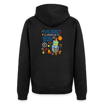 Roboter Geburtstag Outfit Junge 7. Roboter Geburtstagsfeier - Unisex Premium Bio Zip Hoodie - Schwarz - Hinten - Nico (187cm)