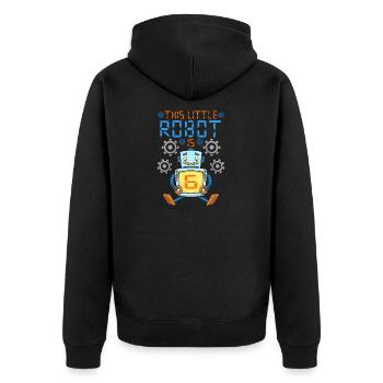 Roboter Geburtstag Outfit Junge 6. Roboter Geburtstagsfeier - Unisex Premium Bio Zip Hoodie - Schwarz - Hinten - Nico (187cm)