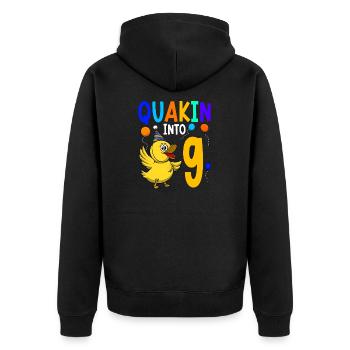 Duck Birthday Party Kids 9th Birthday Duck - Unisex Premium Organic Zip Hoodie - black - Back - Nico (187cm)