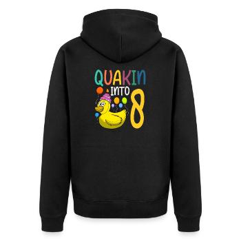 Ente Geburtstagsparty Kinder 8. Geburtstag Ente - Unisex Premium Bio Zip Hoodie - Schwarz - Hinten - Nico (187cm)