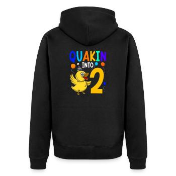 Duck Birthday Party Kids 2nd Birthday Duck - Unisex Premium Organic Zip Hoodie - black - Back - Nico (187cm)