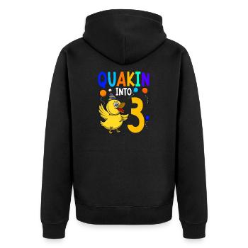 Duck Birthday Party Kids 3rd Birthday Duck - Unisex Premium Organic Zip Hoodie - black - Back - Nico (187cm)