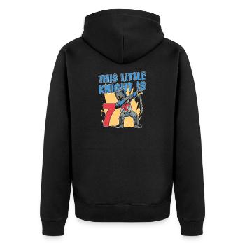 Knight Birthday 7th Knight Birthday Party - Unisex Premium Organic Zip Hoodie - black - Back - Nico (187cm)