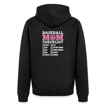 Baseball Mom Checkliste Softball Mama - Unisex Premium Bio Zip Hoodie - Schwarz - Hinten - Nico (187cm)