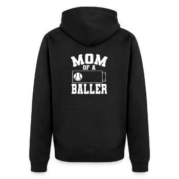 Baseball Mama einer Baller Softball Mama - Unisex Premium Bio Zip Hoodie - Schwarz - Hinten - Nico (187cm)
