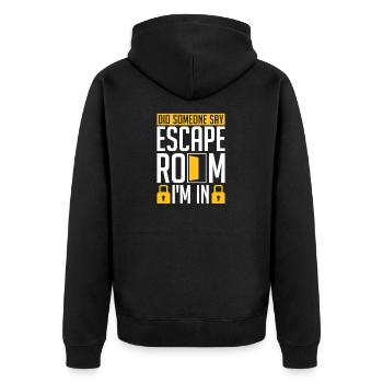 Escape Room Escape Room Lover Escaping - Unisex Premium Organic Zip Hoodie - black - Back - Nico (187cm)