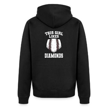 Baseball For Girl Baseball Softball Girl - Unisex Premium Organic Zip Hoodie - black - Back - Nico (187cm)