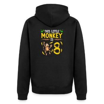 Affengeburtstag 8. Affen-Themenparty Kinder - Unisex Premium Bio Zip Hoodie - Schwarz - Hinten - Nico (187cm)