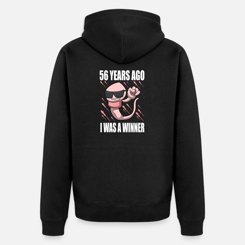 Homme Sperme Anniversaire 56 ans - Veste à capuche bio Premium Unisexe - noir