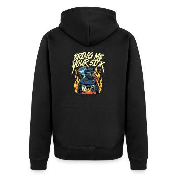 Seuchendoktor-Outfit Seuchendoktor-Maske Medikamente - Unisex Premium Bio Zip Hoodie - Schwarz - Hinten - Nico (187cm)
