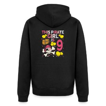 Skeleton This Pirate Is 9th Pirate Birthday - Unisex Premium Organic Zip Hoodie - black - Back - Nico (187cm)