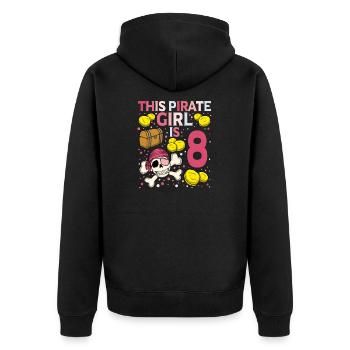 Skeleton This Pirate Is 8th Pirate Birthday - Unisex Premium Organic Zip Hoodie - black - Back - Nico (187cm)