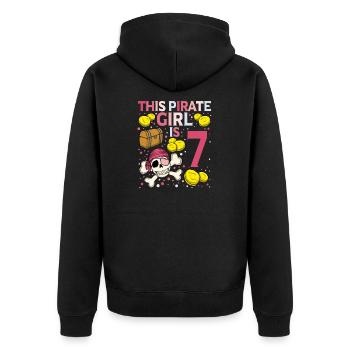 Skeleton This Pirate Is 7th Pirate Birthday - Unisex Premium Organic Zip Hoodie - black - Back - Nico (187cm)