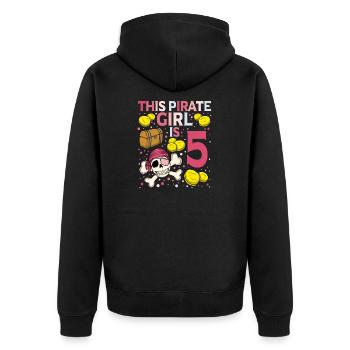 Skeleton This Pirate Is 5th Pirate Birthday - Unisex Premium Organic Zip Hoodie - black - Back - Nico (187cm)