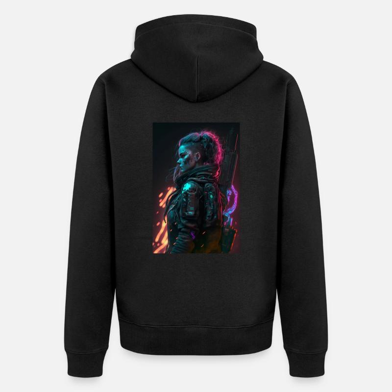 Mädchen aus der Zukunft - Unisex Premium Bio Zip Hoodie - Schwarz
