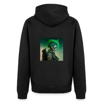 Mädchen aus der Zukunft - Unisex Premium Bio Zip Hoodie - Schwarz - Hinten - Nico (187cm)