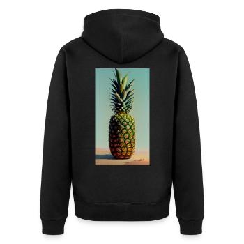 Pineapple - Unisex Premium Organic Zip Hoodie - black - Back - Nico (187cm)